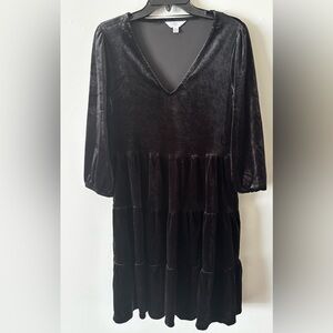 Time and Tru Women’s Black Velvet Going Out Date Night Party Dress medium